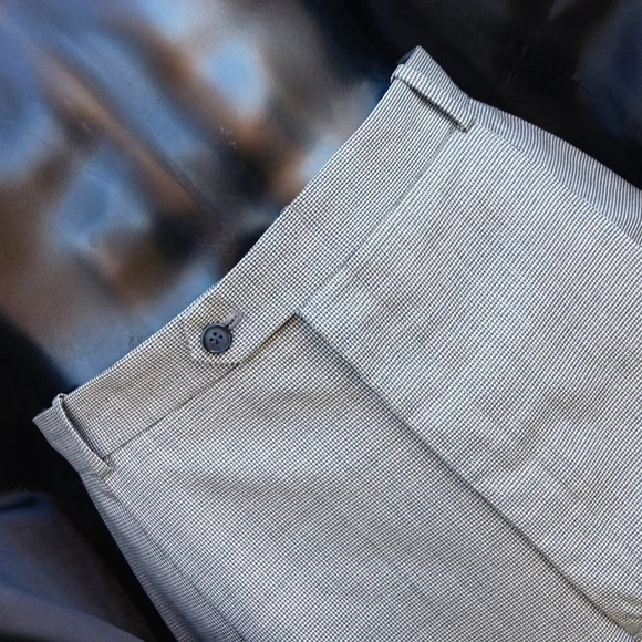 PIERRE BALMAIN MEN'S VINTAGE DOUBLE PLEATED HOUNDSTOOTH LUXURY TROUSERS